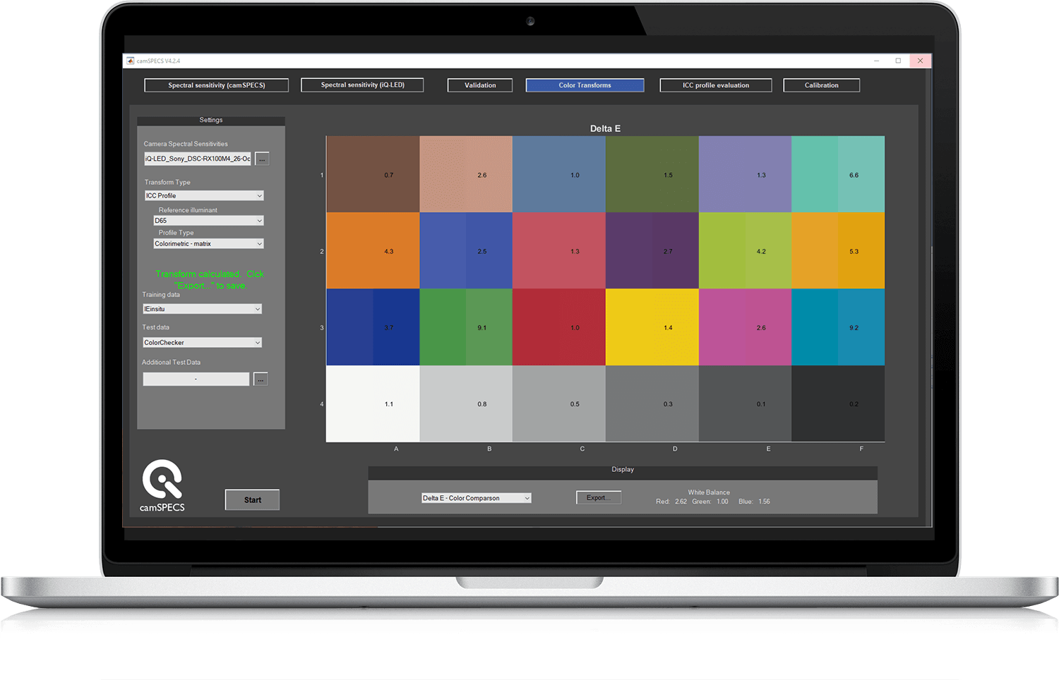 camSPECS evaluation software