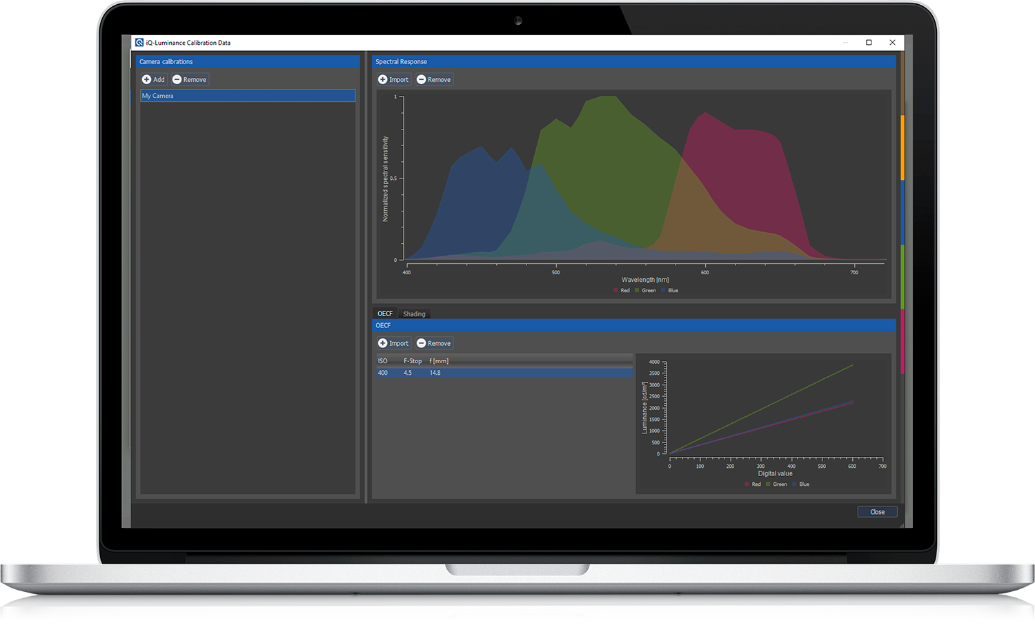 iQ-Luminance user interface